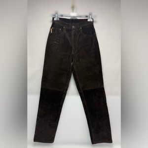 Women's Brown Suede Wash 2 Wear Straight Leg Pants Sz 26 Made in Canada Vintage
